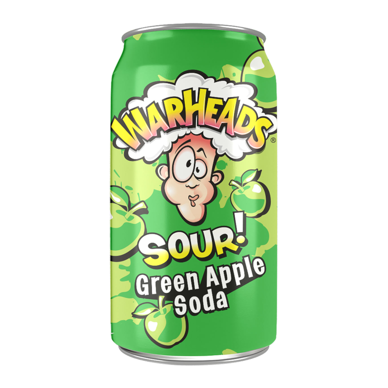 Warheads SOUR! Green Apple Soda - 12oz (355ml)